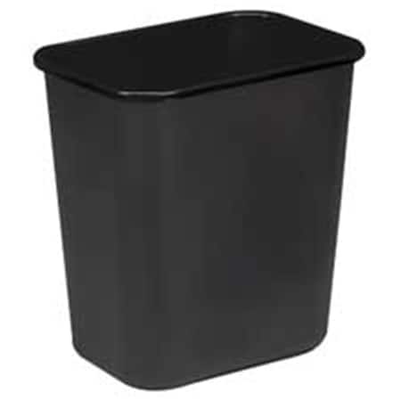 Captain Cold Rectangle Wastebasket- 28 Quart- 14-.50 in x10-.50 in x15 in - Black CA2490420